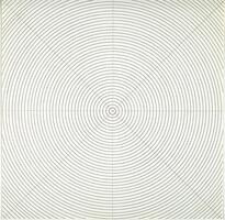 A print of concentric circles bisected by lines extending from every corner and midpoint length.&nbsp;<br />
<br />
EC 2017