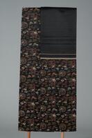 <p>Black Fukuro Obi with black and brown interwoven patterned motifs</p>
