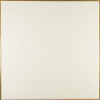 This square canvas is solid white at the top. At the bottom, there are stripes of prink along the bottom edge.