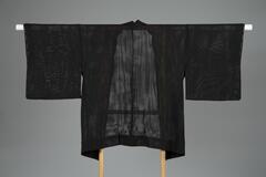 <p>Sheer summer Sha-weave black haori with no inner lining (hitoe).</p>
