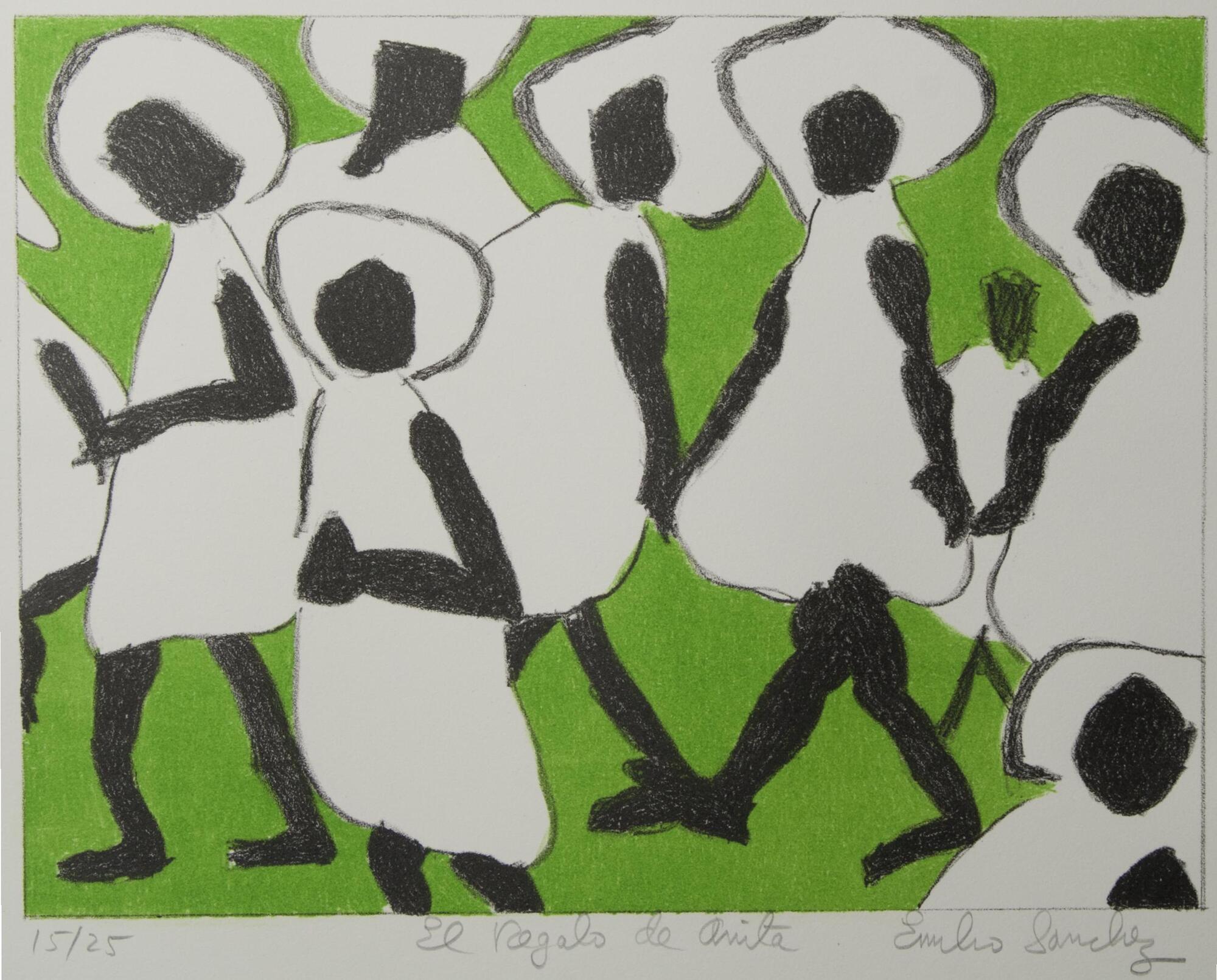 A color print of a group of children walking.