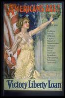 Text: American&#39;s All! Victory Liberty Loan - (right) Honor Roll - Du Bois, Smith, O&#39;Brien, Cjeka, Hauke, Pappandrikopolous, Andrassi, Villotto, Levy, Turovich, Kowalski, Chirczanevicz, Knutson, Gonzales