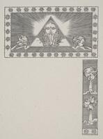 An illustration proof without text depicting two decorative friezes for A.M. David's poem "Statuaire."