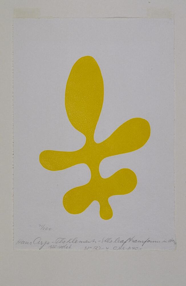 Yellow form centered on a white background; the form is in the shape of a leaf.