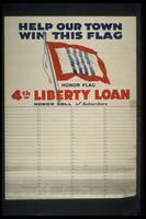 Text: Help Our Town Win This Flag - REG. U.S. PAT. OFF. - Honor Flag - 4th Liberty Loan - Honor Roll of Subscribers