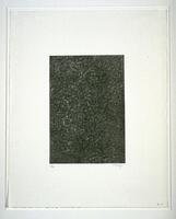 This print has a monochromatic black and gray abstract composition. There are circular forms of various sizes within the rectangle. The print is signed and editioned below the image (l.r.) "Tobey" and (l.l.) "2/46" and titled at the bottom of the page (l.r.) "No. 1". 