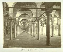 Photograph of the columns in the interior of a mosque.