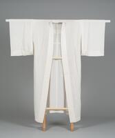 <p>Plain white Ro nagajuban, wears under&nbsp;sheer formal black funerary (mofuku) Ro kimono<br />
(2.487.1)</p>
