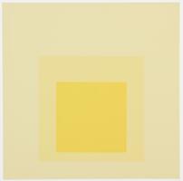 This square screenprint is a color study in yellow. There are three squares all nestled within eachother.