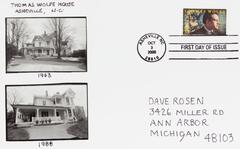 Two images of the same house in 1963 and 1988 on a postcard, addressed to Dave Rosen.