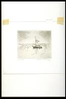 Print of boat sailing on water.<br /><br />
Eva Caston 2017