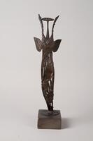An abstract sculpture in bronze.