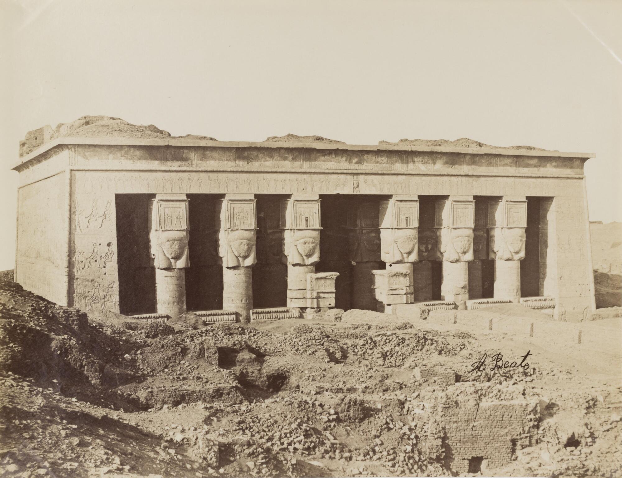 Egyptian temple seen from a slightly oblique angle.