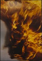 Image of flames with a gray background.
