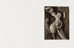 This image is one of twelve photographs from Brassaï's <em>Transmutations</em> portfolio. In this photograph, Brassaï has drawn on a negative of a female figure using the cliché-verre process. The resulting image portrays a female nude partially abstracted into geometric shapes.