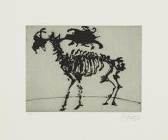 Image of a moose skeleton created using ink blots.