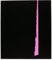 The majority of this print is solid black but on the right, there is a sliver of bright pink in the shape of a triangle. The print is signed and editioned in pencil (l.r.) "Patrick Caulfield AP".