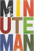 A poster that reads "MINUTEMAN" in large, multi-colored letters stacked in rows of three. The 'E' includes the information regarding Minute Man National Historic Park.