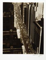View down at 7th Avenue, looking north, from the 46-story Nelson Tower at 450 Seventh Avenue.