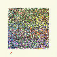 Overlapping characters create a&nbsp;rainbow-colored square.